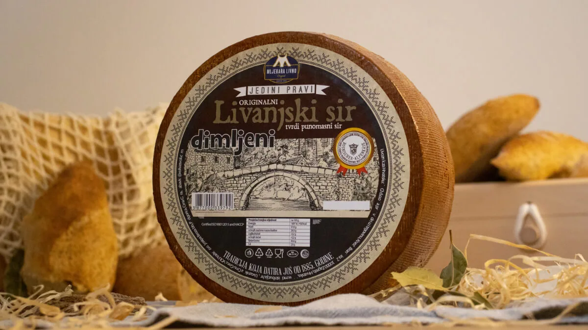 Smoked Livanjski cheese styled product photo